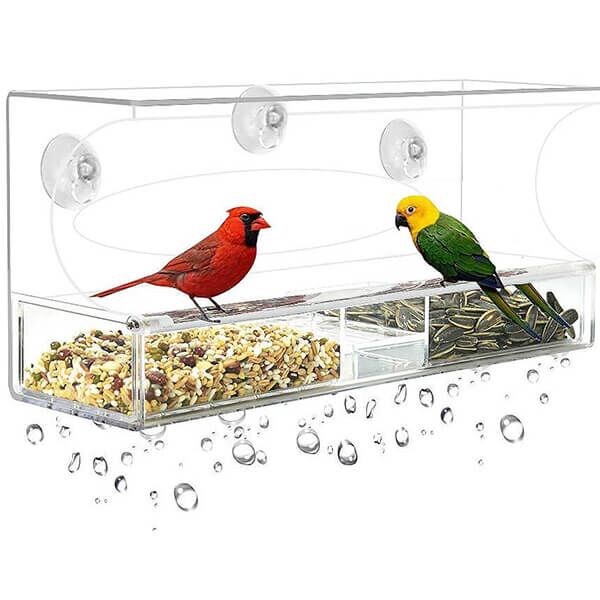 Mangeoires à oiseaux de fenêtre 2 Pièces de Acrylique 30x12x15cm sur