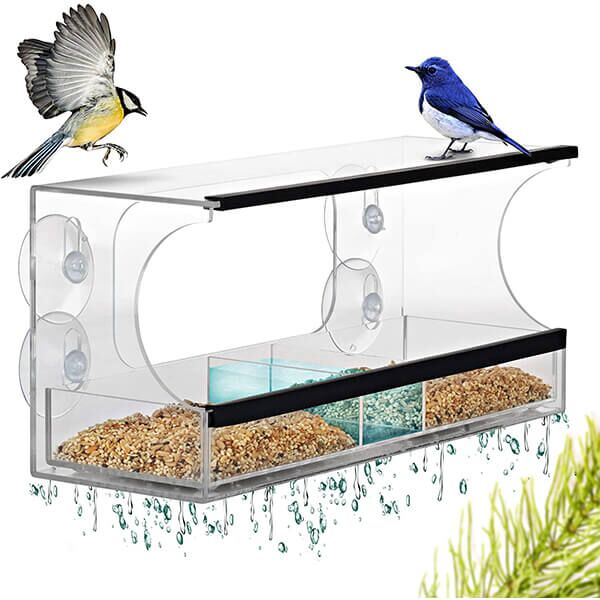 ⭐🏅Mangeoire oiseaux en acrylique avec fenêtre transparente